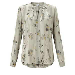 Jigsaw Floating Aster sheer floral silk blouse NWT